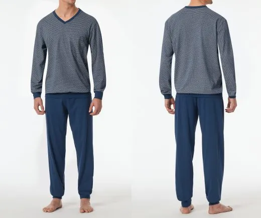 SCHIESSER Herren Schlafanzug lang Comfort Essentials - Blau SCHIESSER Herren Schlafanzug lang Comfort Essentials - Blau