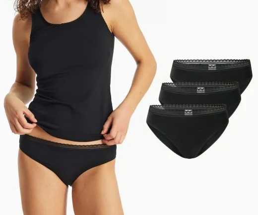 SCHIESSER Damen Rio-Slips Modern Multipacks 3er-Pack - Schwarz