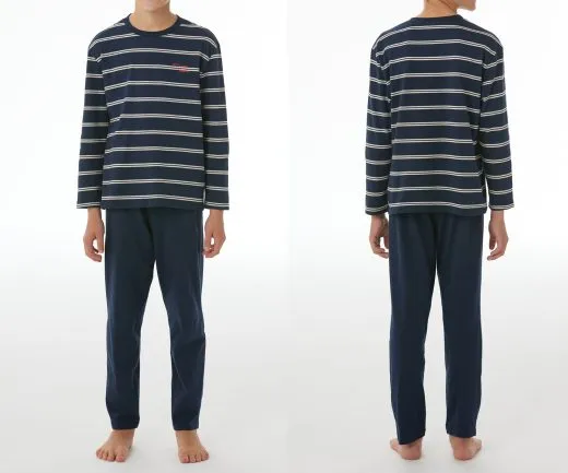 SCHIESSER Jungen-Schlafanzug lang Nightwear - Nachtblau/Weiß