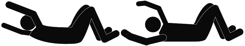 Cross crunches with arms outstretched