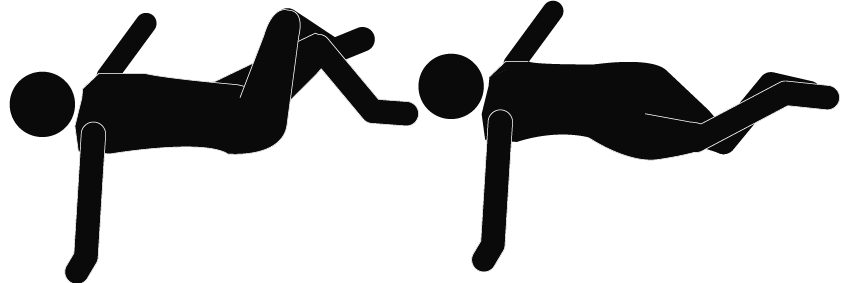 Rotation of the lumbar / thoracic spine with chest stretching, legs crossed without arm movement