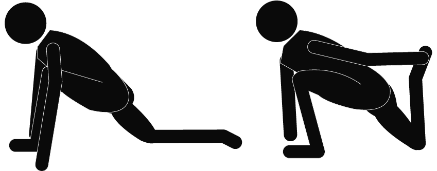 Pull heel to buttocks while kneeling
