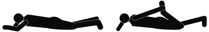 Pull heel to buttocks – on your belly