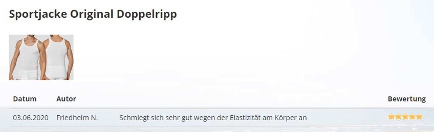 Beispiel für Produktbewertungen bei underwear-shopping.com/ch/ Beispiel für Produktbewertungen bei underwear-shopping.com/ch/