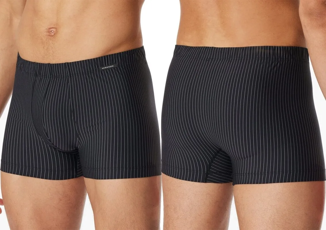 Men's Boxer Briefs SCHIESSER Pure Micro - black striped Men's Boxer Briefs SCHIESSER Pure Micro - black striped