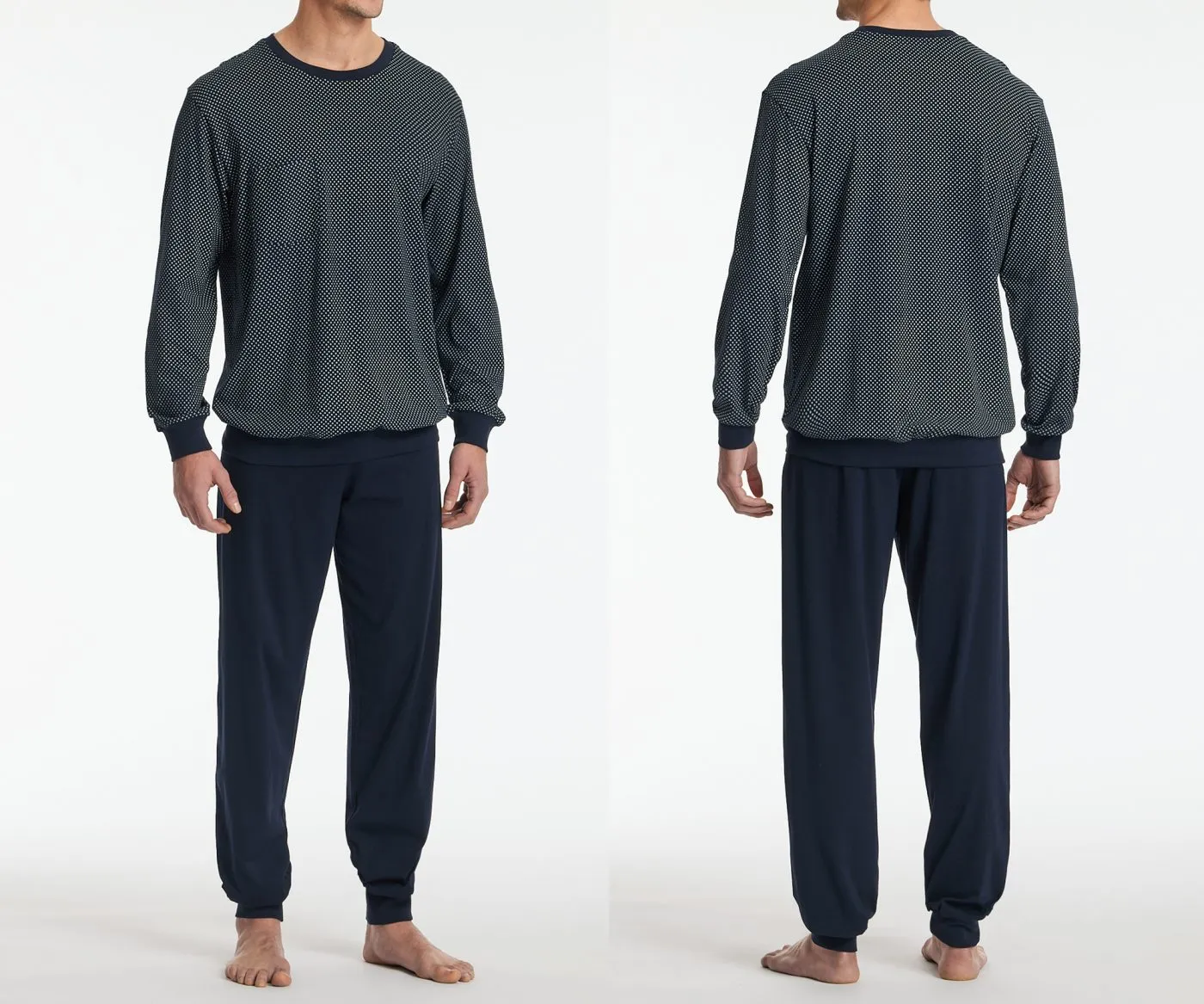 SCHIESSER Men's Long Pyjamas Comfort Essentials - Midnight Blue