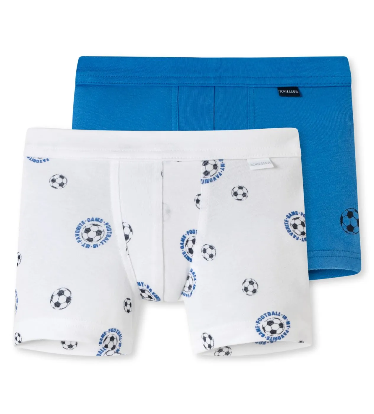 SCHIESSER Boys' Shorts Fine Rib 2-Pack Football - Multicolour