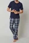 Schiesser Men's Lounge Pants Mix & Relax - dark blue checkered – view 2