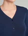 Ladies' Long Sleeve T-shirt Button Tape Schiesser Mix & Relax - blue – view 4