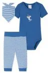Baby Jungen Set Body+Hose+Halstuch Schiesser Natural Love