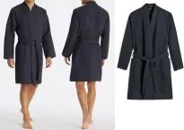 Men's Bathrobe SCHIESSER Essentials Waffle Piqué Look - anthracite