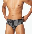 SCHIESSER Herren Bade-Slip Aqua mit Reißverschlusstasche - Schwarz/Weiß