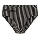 Schwarz-weiß gestreifte Herrenbadehose aus der SCHIESSER Aqua Kollektion mit Reißverschlusstasche, Kordelbund und elastischer Single-Jersey-Qualität.
