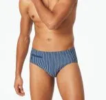 SCHIESSER Herren Badehose Aqua mit Reißverschlusstasche - Blau-Weiß Gestreift