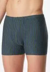 SCHIESSER Herren-Shorts aus der Serie 95/5 im 3er-Pack mit zwei dunkelblauen Shorts und einer grün gestreiften Short.