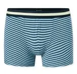 SCHIESSER Jungenshorts aus der Serie 95/5 im Dreierpack mit blau geringelter Shorts, zwei grünen Shorts und gelb-blauem Webgummibund.