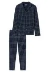 SCHIESSER Men's Long Pyjama Set Fine Interlock Checkered - Blue – view 2