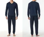 SCHIESSER Men's Long Pyjama Set Comfort Essentials - Midnight blue