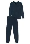 SCHIESSER Men's Long Pyjama Set Comfort Essentials - Midnight blue – view 2