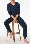 SCHIESSER Men's Long Pyjama Set Comfort Essentials - Midnight blue – view 3