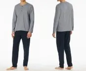 SCHIESSER Herren Schlafanzug lang Casual Essentials - Nachtblau