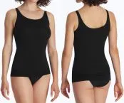 Black women's camisoles in a two-pack from the SCHIESSER 95/5 line