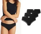 Black women's cheeky strings from SCHIESSER in a three-pack