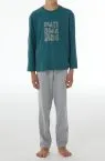 SCHIESSER Boys' Long Pyjamas Nightwear - Deep Sea Green/Grey Marl – view 3