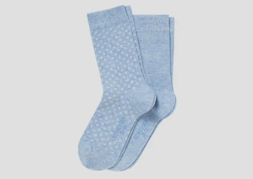 2-Pack SCHIESSER Women Socks Cotton Fit blue-melange 159801-806 2-Pack SCHIESSER Women Socks Cotton Fit blue-melange 159801-806