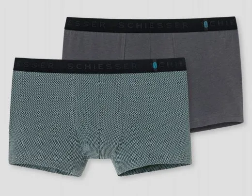 2er Pack Grün & Grau SCHIESSER Shorts 95/5 2er Pack Grün & Grau SCHIESSER Shorts 95/5