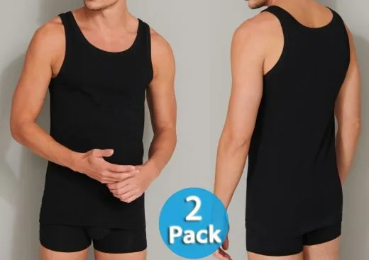 2-Pack Men's Vest Top without sleeves SCHIESSER 95/5 - black 2-Pack Men's Vest Top without sleeves SCHIESSER 95/5 - black