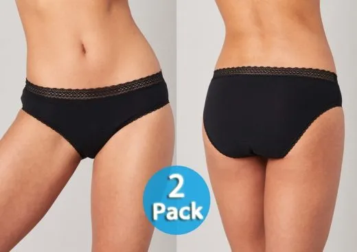 2-Pack Women's menstruation midi briefs SCHIESSER Secret Care - black 2-Pack Women's menstruation midi briefs SCHIESSER Secret Care - black