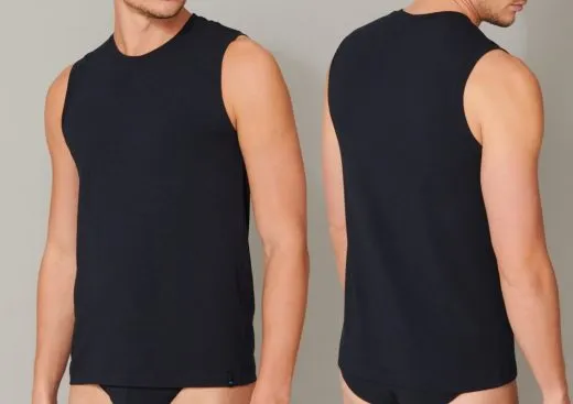 Men's Tank Top SCHIESSER Long Life Soft - blue-black Men's Tank Top SCHIESSER Long Life Soft - blue-black