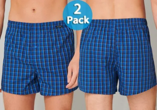 2-Pack of Men's Boxer Shorts SCHIESSER Essentials - blue 2-Pack of Men's Boxer Shorts SCHIESSER Essentials - blue