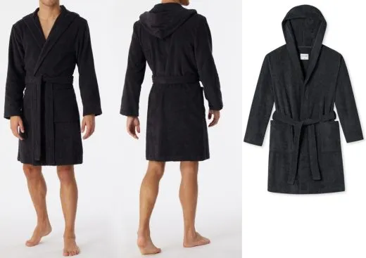 Men's Bathrobe SCHIESSER Essentials - anthracite Men's Bathrobe SCHIESSER Essentials - anthracite