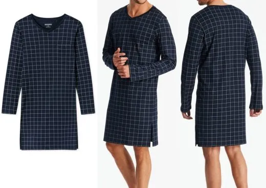 Men's Nightgown SCHIESSER Fine Interlock - night blue Men's Nightgown SCHIESSER Fine Interlock - night blue