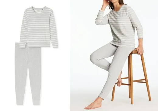 SCHIESSER Casual Essentials women's long pajama - gray SCHIESSER Casual Essentials women's long pajama - gray