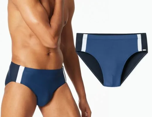 SCHIESSER Aqua Herren Bade-Sir Badehose mit Kontraststreifen - Blau