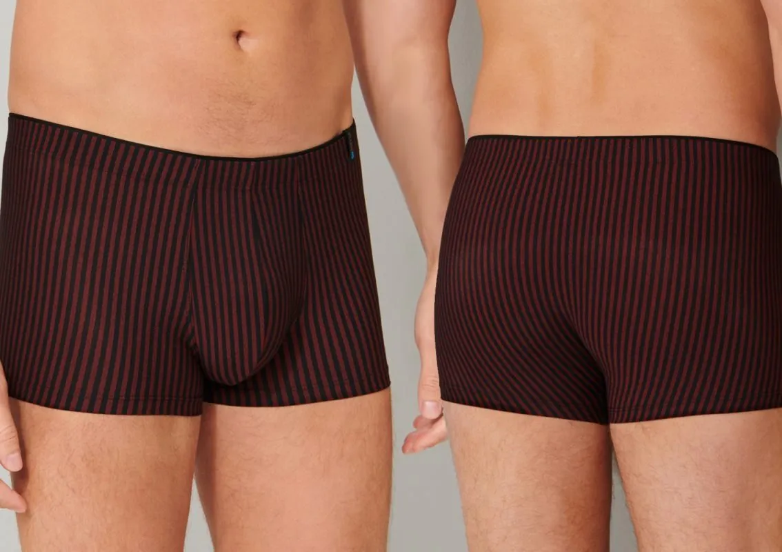 SCHIESSER Men's Boxer Briefs Long Life Soft - black red striped SCHIESSER Men's Boxer Briefs Long Life Soft - black red striped
