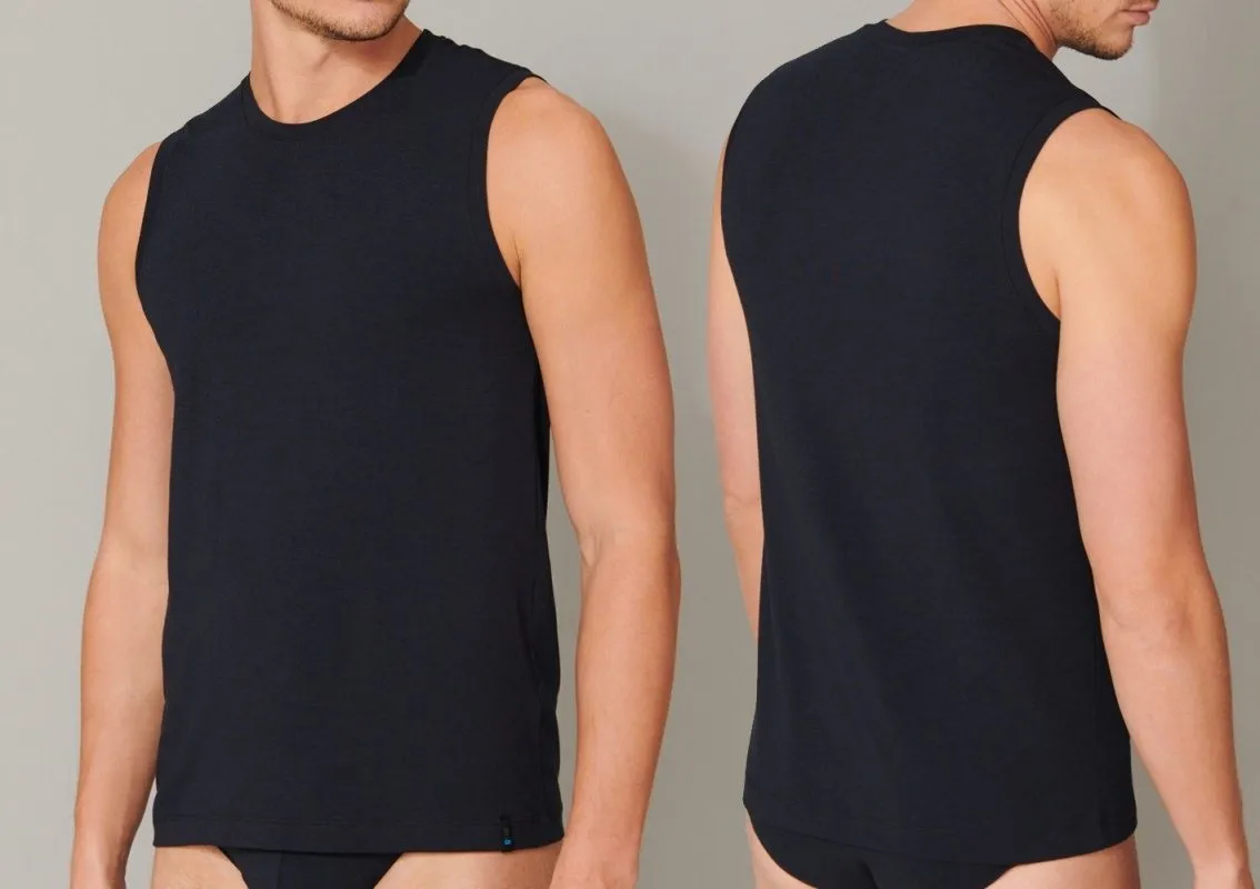 Men's Tank Top SCHIESSER Long Life Soft - blue-black Men's Tank Top SCHIESSER Long Life Soft - blue-black