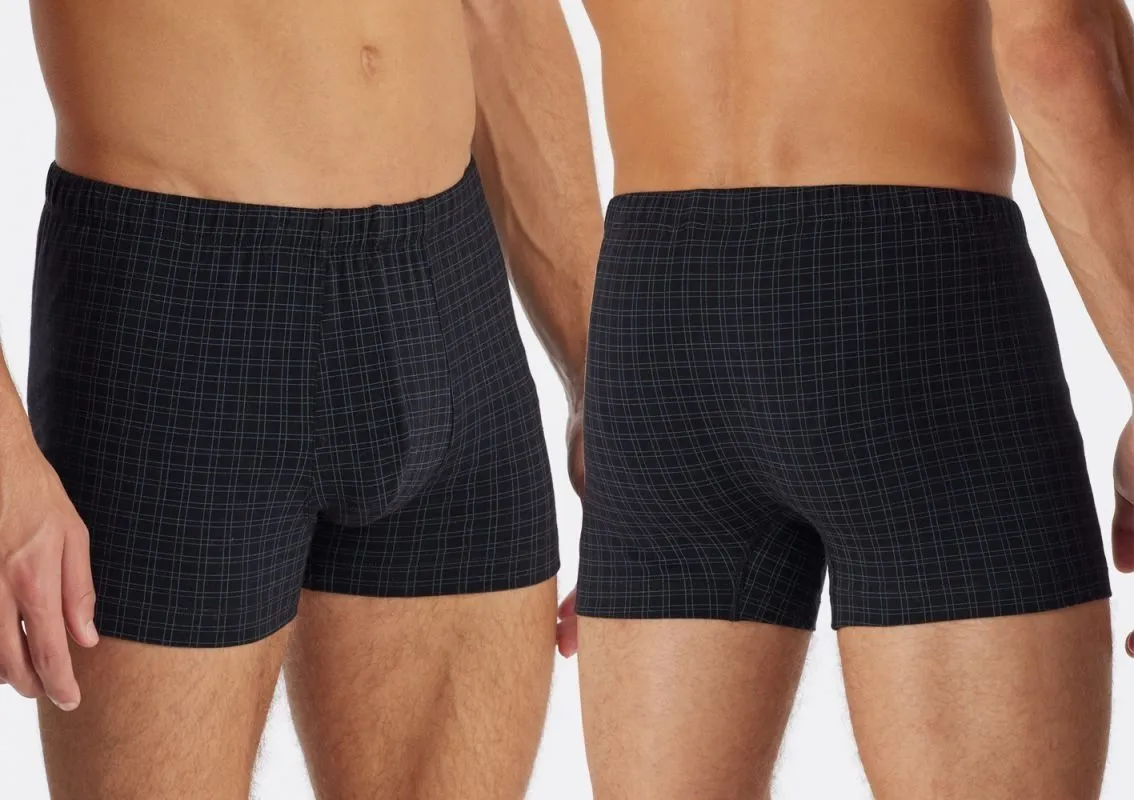 Men's Boxer Briefs SCHIESSER Cotton Casuals - black plaid Men's Boxer Briefs SCHIESSER Cotton Casuals - black plaid