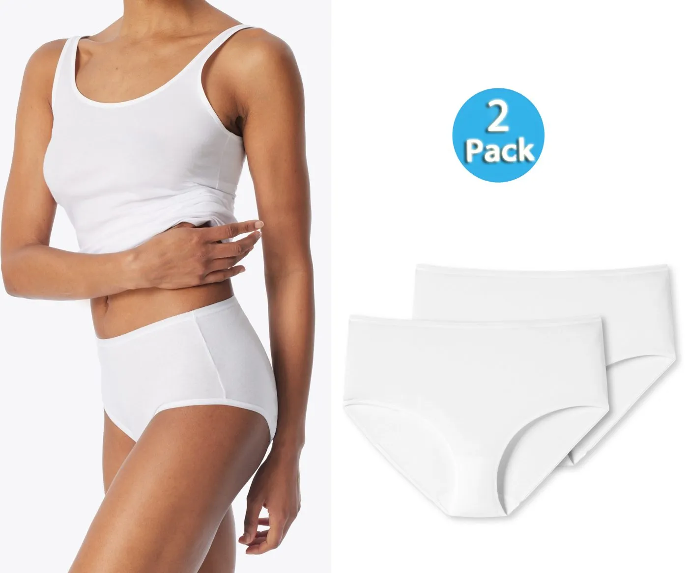 2-Pack Women's Midi Brief SCHIESSER 95/5 - white 2-Pack Women's Midi Brief SCHIESSER 95/5 - white