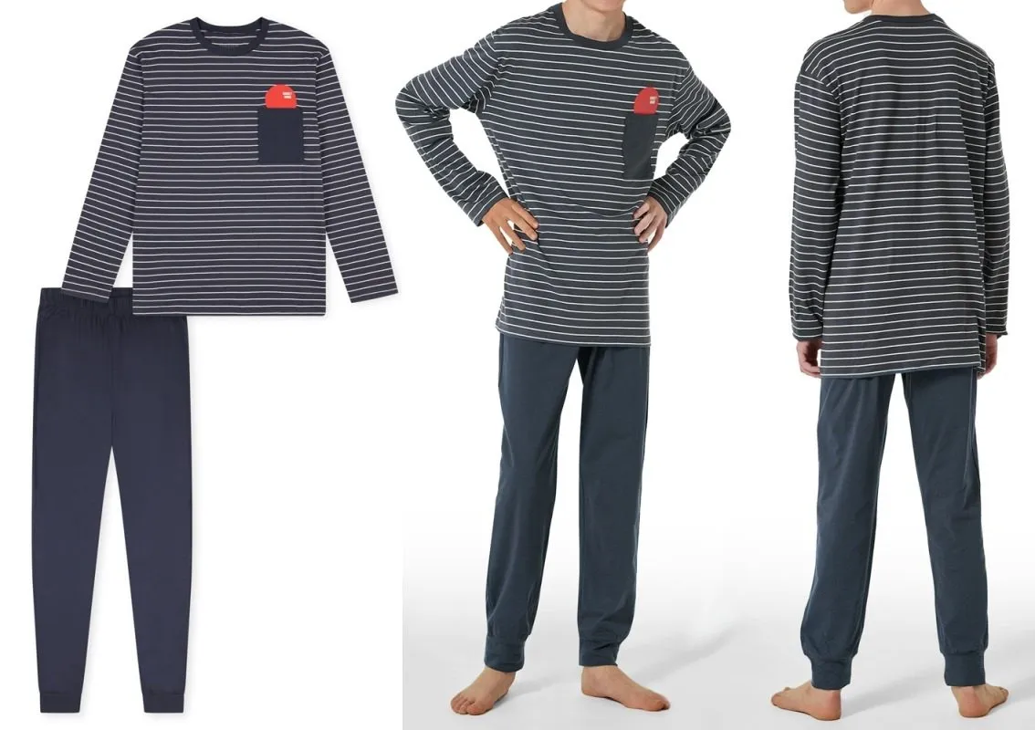 Boys long pajamas SCHIESSER Nightwear - dark blue graphite Boys long pajamas SCHIESSER Nightwear - dark blue graphite