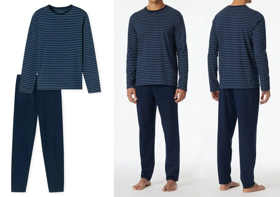 SCHIESSER Men's Pajamas Casual Essentials - blue