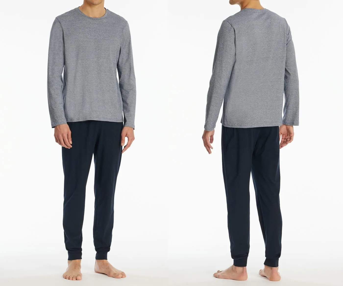 SCHIESSER Men's Long Pyjama Casual Essentials - Blue