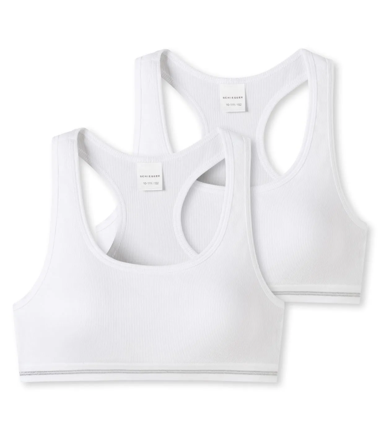 SCHIESSER Girls' Bustier Long Life Rib 2-Pack - White