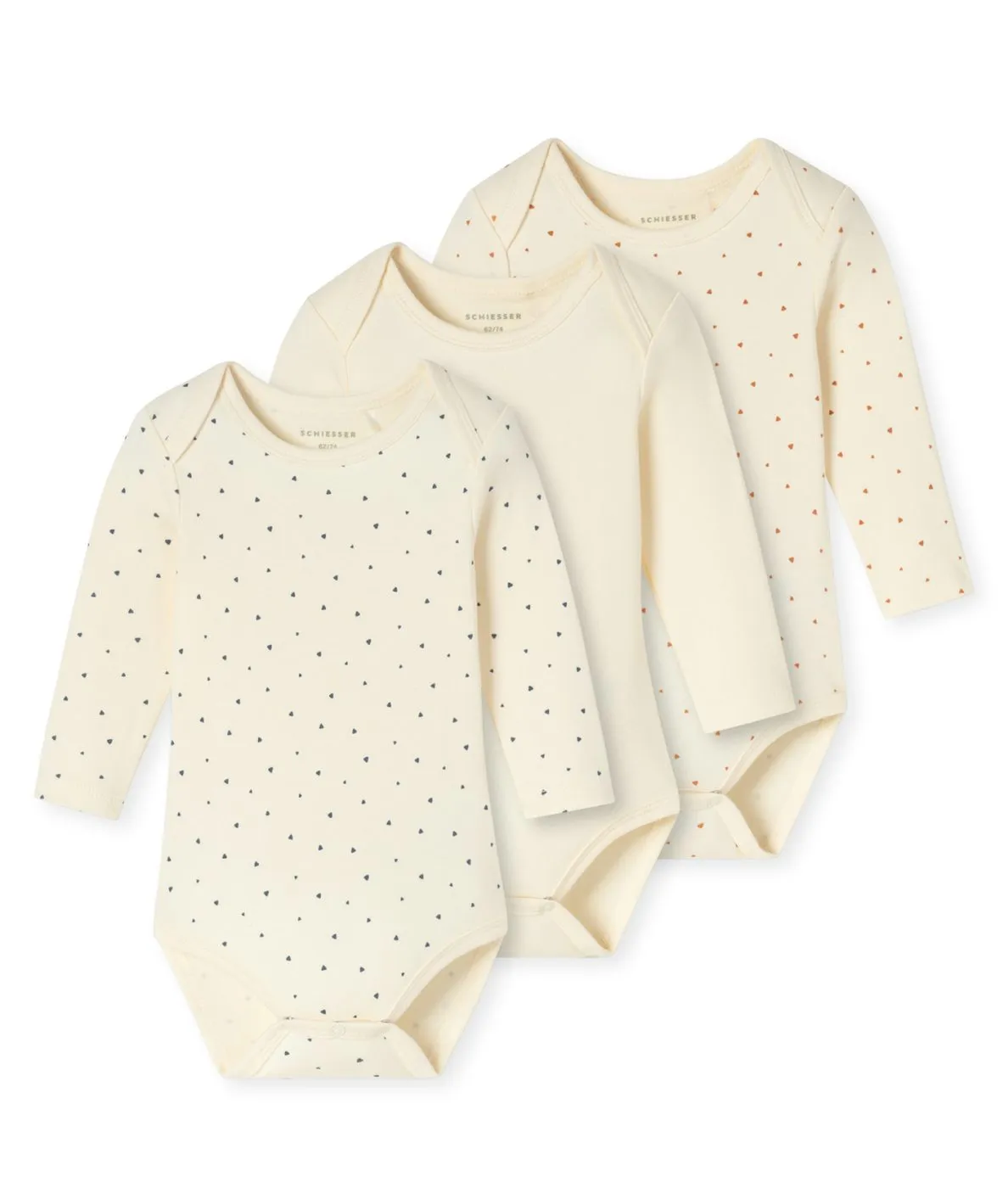 SCHIESSER Baby Long-Sleeve Bodysuits 3-Pack Fine Rib - Multicolour