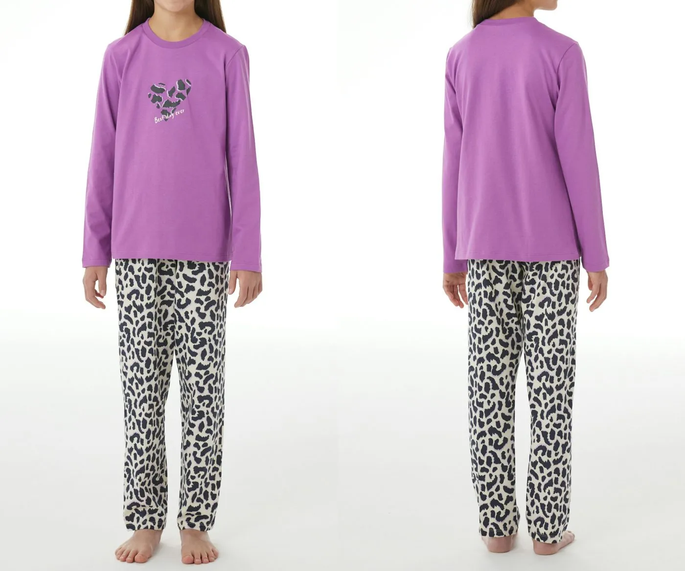 SCHIESSER Girls' Long Pyjama Set Nightwear Animal Print - Red