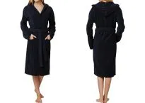Women's Bathrobe with hood SCHIESSER Essentials - dark blue