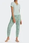 Ladies Casual Trousers Long Schiesser Mix & Relax - gray-green – view 2